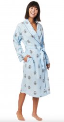 The Cat's Pajamas Women's Queen Bee Flannel Robe in Blue