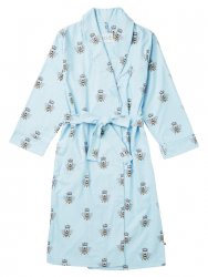 The Cat's Pajamas Women's Queen Bee Flannel Robe in Blue