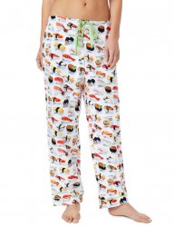 The Cat's Pajamas Women's Sushi Flannel Pajama Pant in White
