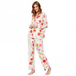 The Cat's Pajamas Women's Tossed Roses Pima Knit Classic Pajama Set