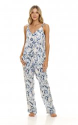 The Lazy Poet Women's Amelie Blue Medusa Linen Pajama Set