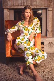 Averie Sleep Alegra Lemons Classic Japanese Satin Pajama Set