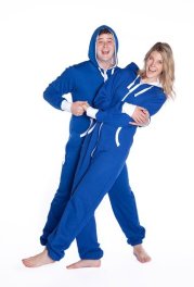 Big Feet Pajamas Adult Hooded One Piece Jumpsuit in Royal Blue