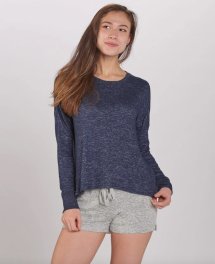 Boxercraft Women's Cuddle Boxy Crew Top in Navy Heather