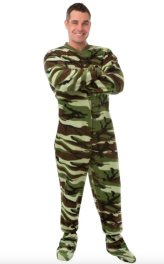Big Feet Pajamas Adult Green Camouflage Fleece One Piece Footy