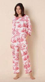 The Cat's Pajamas Women's Idle Hours Pima Knit Cotton Simple Set in Red