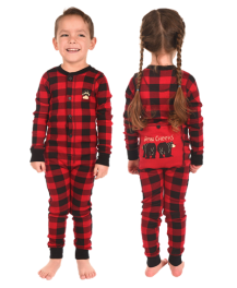 Lazy One Kids Unisex Red Plaid Bear Cheeks FlapJack