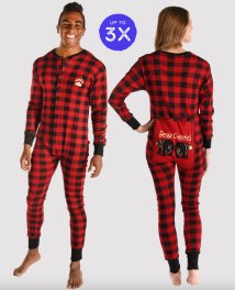 Lazy One Adult Unisex Red Plaid Bear Cheeks FlapJack
