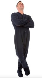 Big Feet Pajamas Adult Navy Fleece One Piece Footy