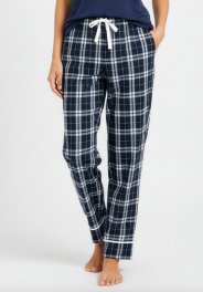 Boxercraft Women's Navy/Silver Plaid Cuffed Flannel Pajama Pant