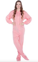 Big Feet Pajamas Adult Soft Pink Jersey Knit One Piece Footy