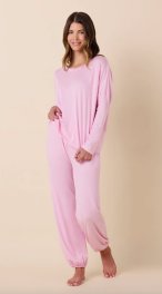 The Cat's Pajamas Women's Pink Moment Pima Knit Cotton Pullover Lounge Set