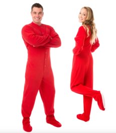 Big Feet Pajamas Adult Red Fleece One Piece Footy