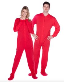 Big Feet Pajamas Adult Red Jersey Knit One Piece Footy