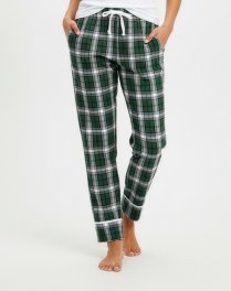 Boxercraft Women's Green/White Plaid Cuffed Flannel Pajama Pant