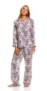 The Lazy Poet Women's Emma Tapestry Blue Classic Linen Pajama Set