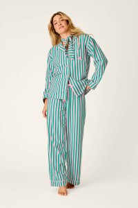 PJ Salvage Ski Bunny Icon Stripe Classic Flannel Pajama Set in Tender Pink
