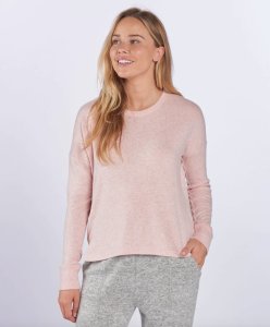 Boxercraft Women's Cuddle Boxy Crew Top in Pink Serenity Heather