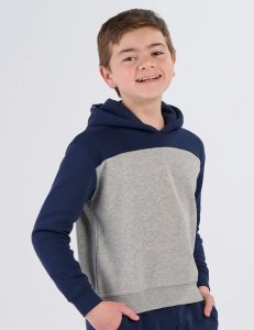 Boxercraft Kids Navy/Oxford Heather Colorblocked Hoodie