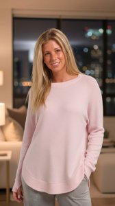 Boxercraft Women's Cuddle Oversized Crew Top in Pink Serenity Heather