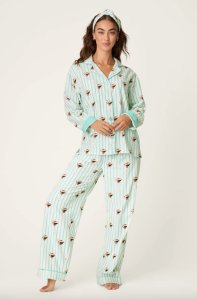 PJ Salvage Espresso Martini Classic Flannel Pajama Set in Pool Blue