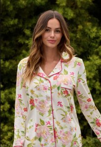 The Cat's Pajamas Women's Florentina Pima Knit Cotton Classic Pajama Set