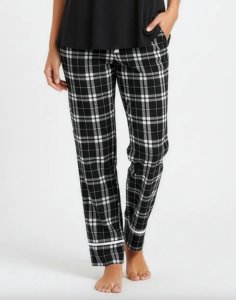 Boxercraft Girls Black/White Cuffed Poly Flannel Plaid Lounge Pant