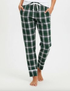 Boxercraft Girls Green/White Cuffed Poly Flannel Plaid Lounge Pant