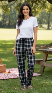 Boxercraft Women's Haley Black/White Plaid Flannel Pajama Pant