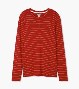 Little Blue House by Hatley Men's Christmas Village Stripe Waffle Henley Top