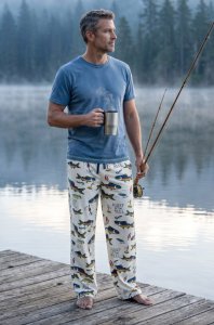 Lazy One Men's Asleep At The Reel Cotton Knit Pajama Pant