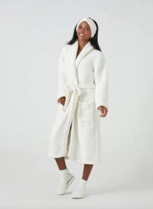 Kashwére Signature Shawl Collared Robe in Creme