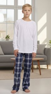 Boxercraft kids Unisex Navy/Silver Plaid Poly Flannel Lounge Pant