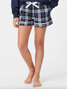 Boxercraft Kids Navy/Silver Poly Flannel Plaid Lounge Shorts