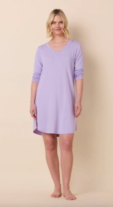 The Cat's Pajamas Women's Lilac Pima Knit Cotton Long Sleeve Sleepshirt