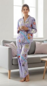 Karen Mabon Paris Organic Cotton Classic Pajama Set in Lilac