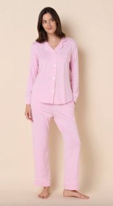 The Cat's Pajamas Women's Pink Moment Pima Knit Cotton Classic Pajama Set