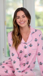 The Cat's Pajamas Women's Queen Bee Pima Knit Cotton Classic Pajama Set in Pink