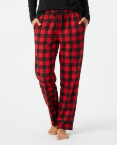 Boxercraft Women's Red/Black Buffalo Plaid Cuffed Flannel Pajama Pant