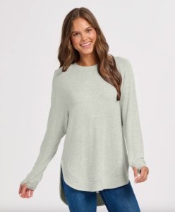 Boxercraft Women's Cuddle Oversized Crew Top in Sage Heather