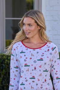 The Cat's Pajamas Women's A Merry Little Stroll Pima Knit Cotton Simple Set