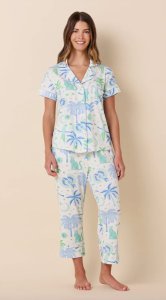 The Cat's Pajamas Women's Toucan Terrace Pima Knit Cotton Capri Pajama Set