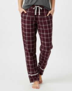 Boxercraft Women's Varsity Maroon Plaid Flannel Cuffed Pajama Pant