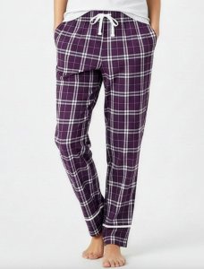 Boxercraft Women's Purple/White Plaid Flannel Cuffed Pajama Pant