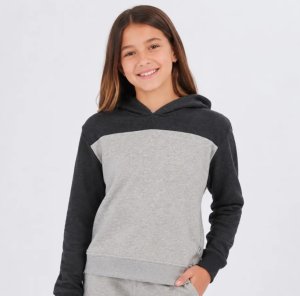 Boxercraft Kids Charcoal/Oxford Heather Colorblocked Hoodie