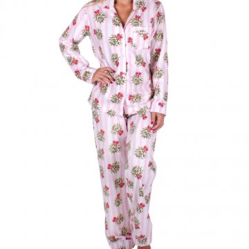 8 Oak Lane Women's Mistletoe Flannel Classic Pajama Set