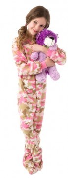 Kids Big Feet Pajamas Pink Camouflage Fleece One Piece Footy
