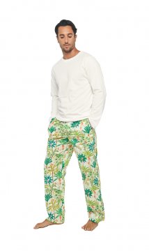 The Lazy Poet Men's Drew Monkey Paradise Cotton Pajama Pant in Green