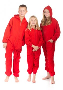 Big Feet Pajamas Kids Red Fleece Hooded Onesie