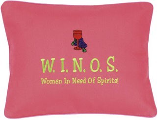"W.I.N.O.S" Hot Pink Embroidered Pillow